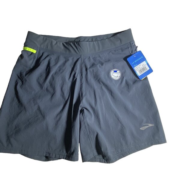 Brooks Mens Size Medium Cascadia 7” Shorts Asphalt Draw cord Flat Front Wicking - Picture 1 of 10